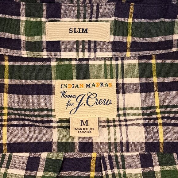 J. Crew Men's Medium Slim Fit Indian Madras Long Sleeve Plaid Shirt Style #AM673 - Picture 3 of 14